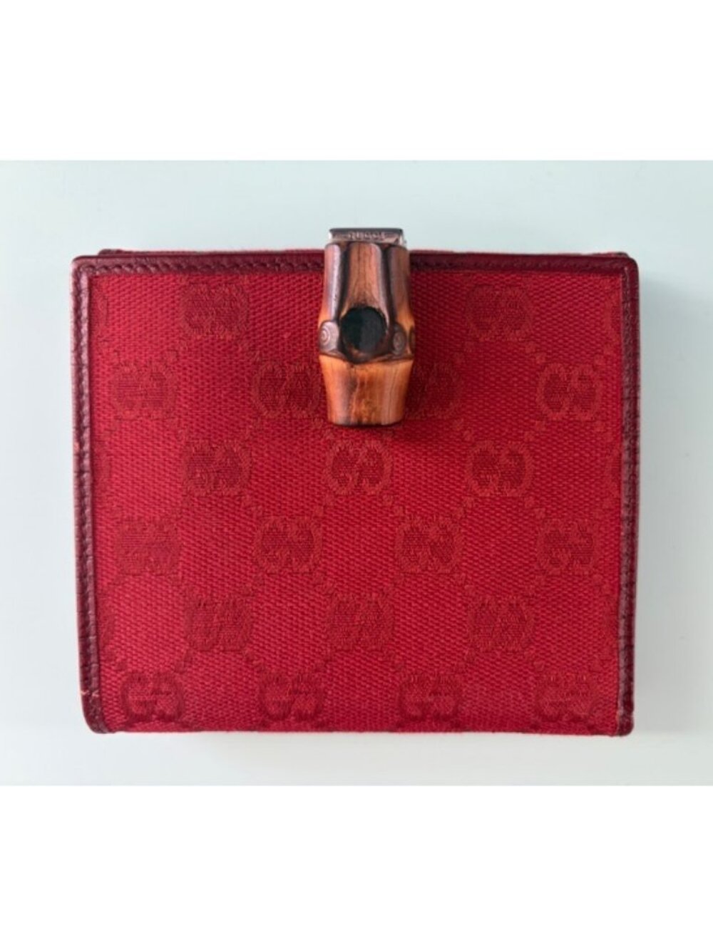 💄❤️ Authentic Gucci red leather and canvas GG web wallet ❤️💄